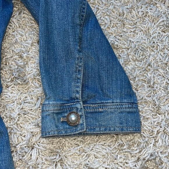 Vintage jean Jacket by Live A Little, Womens Size Medium, Pearl and Brass Button - Picture 3 of 16